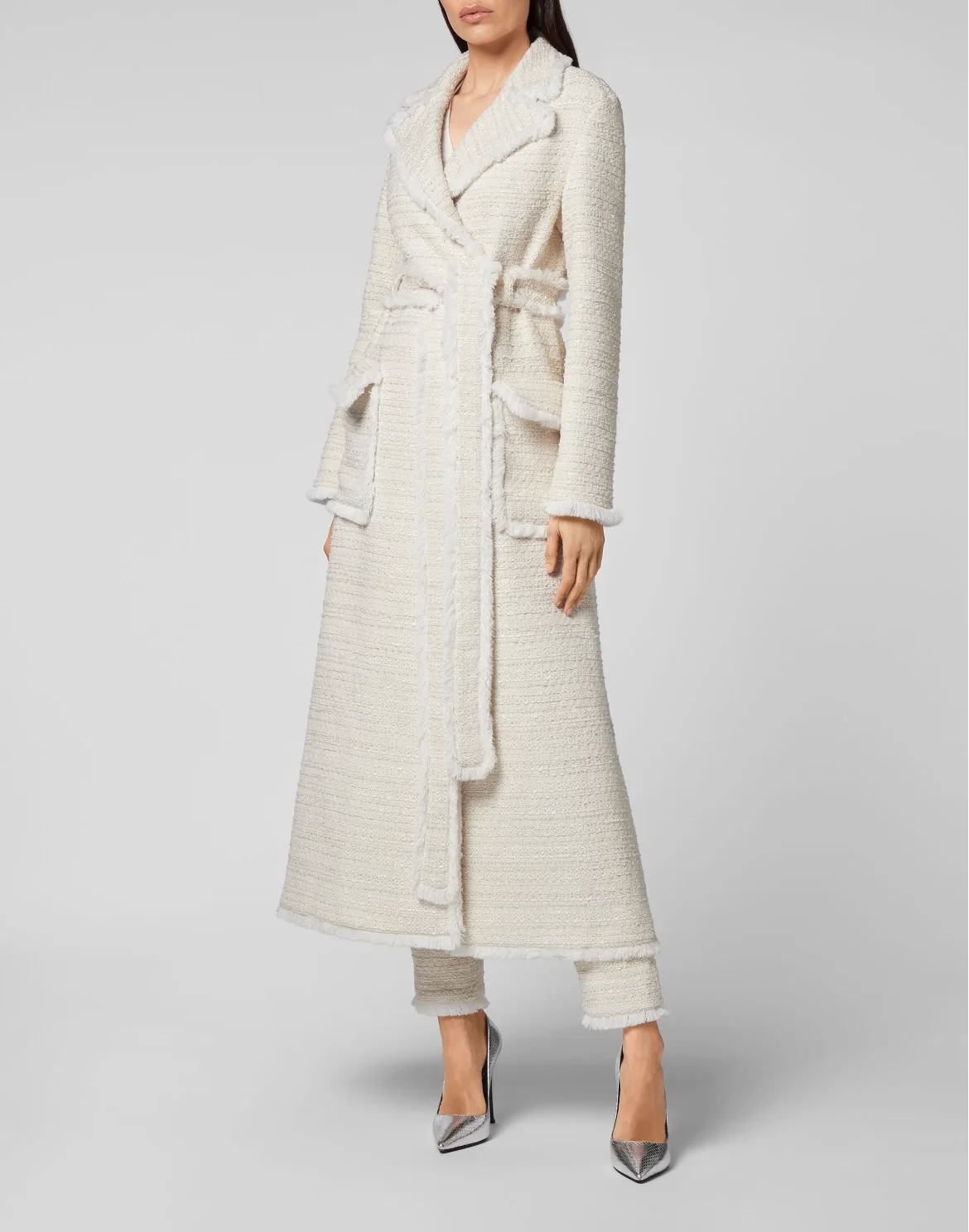 Bouclé Coat Embroidery, цвет: Бежевый