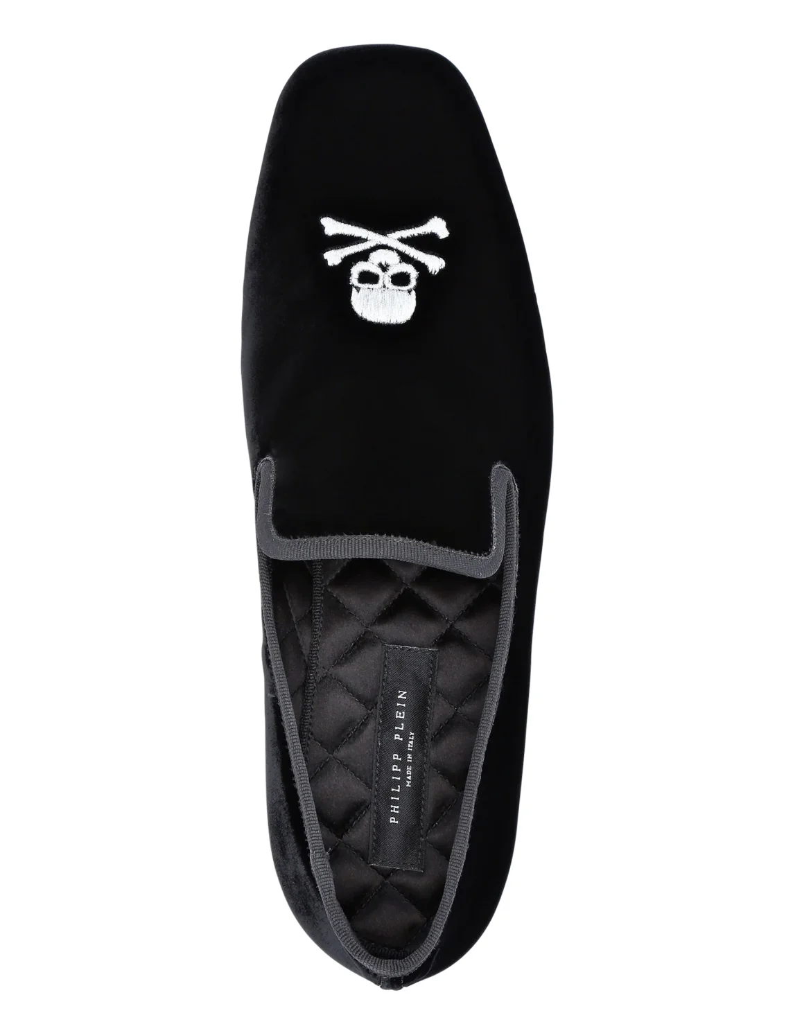 Velvet Loafers Embroidery Skull, цвет: Черный
