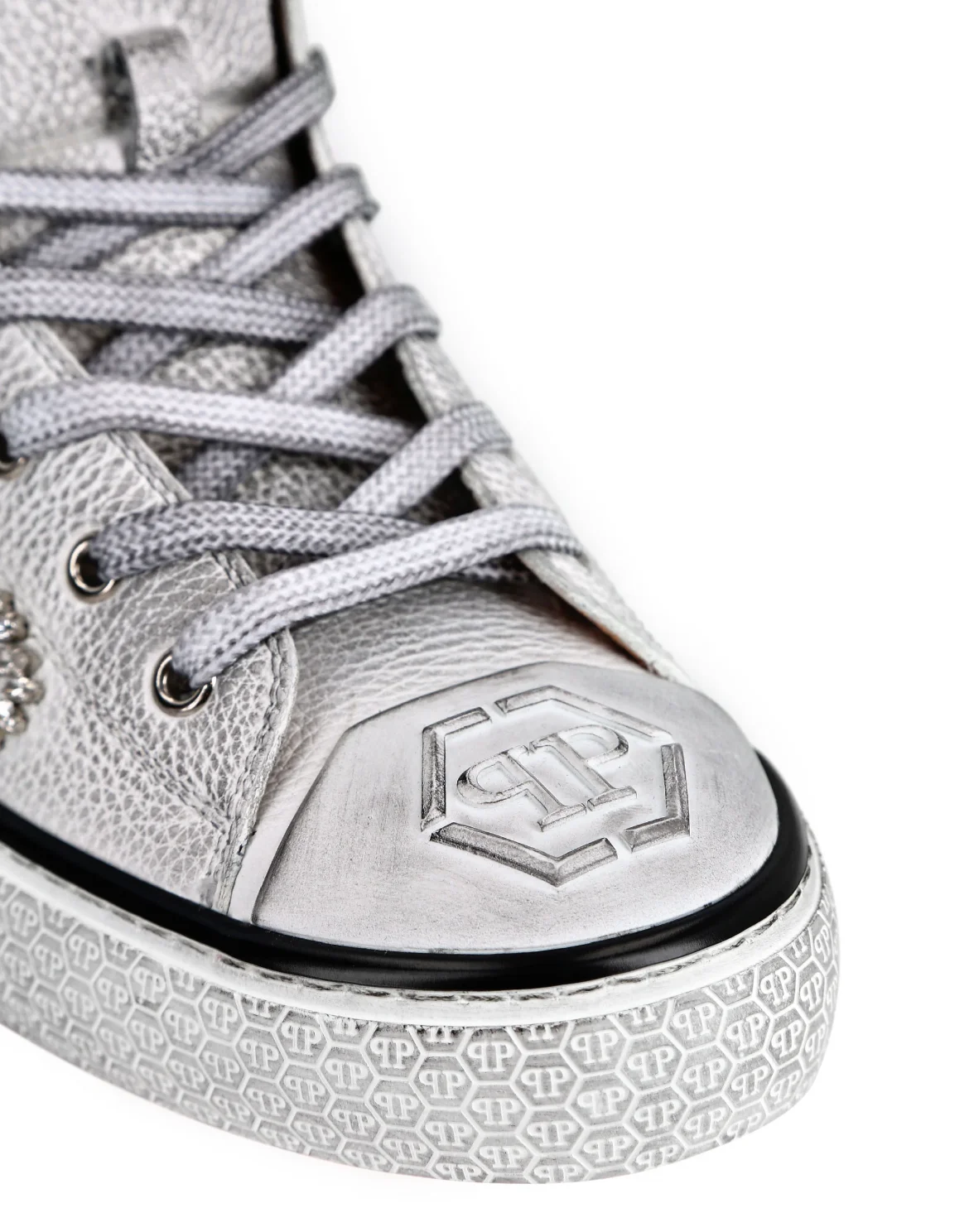 Leather Hi-Top Sneakers Crystal Megastar, цвет: Белый