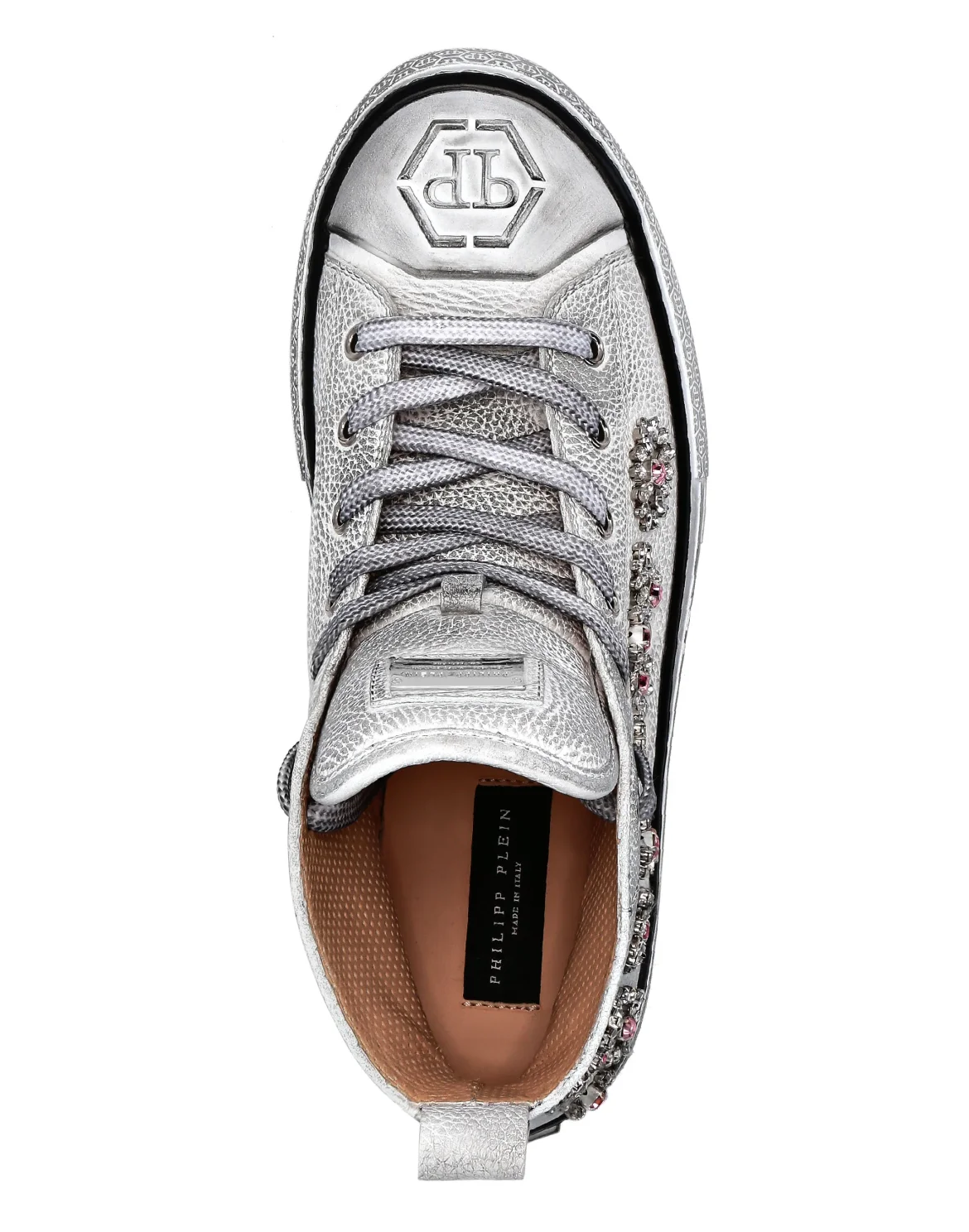 Leather Hi-Top Sneakers Crystal Megastar, цвет: Белый