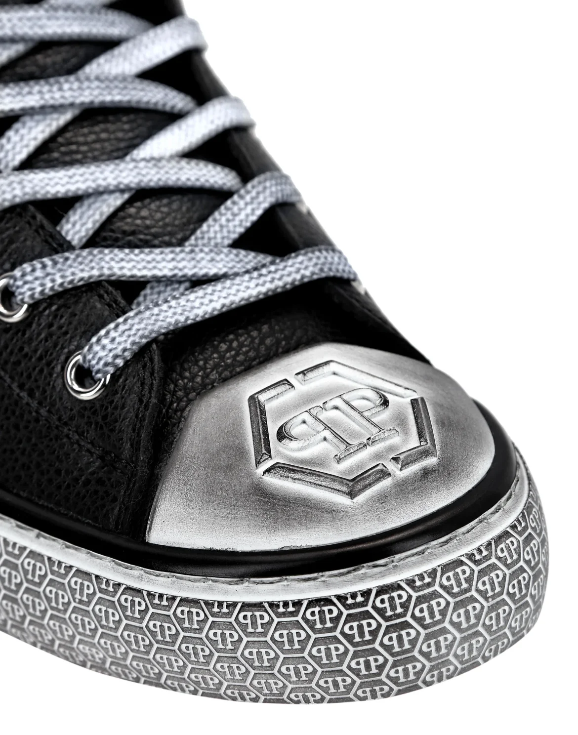Leather Hi-Top Sneakers Crystal Megastar, цвет: Черный