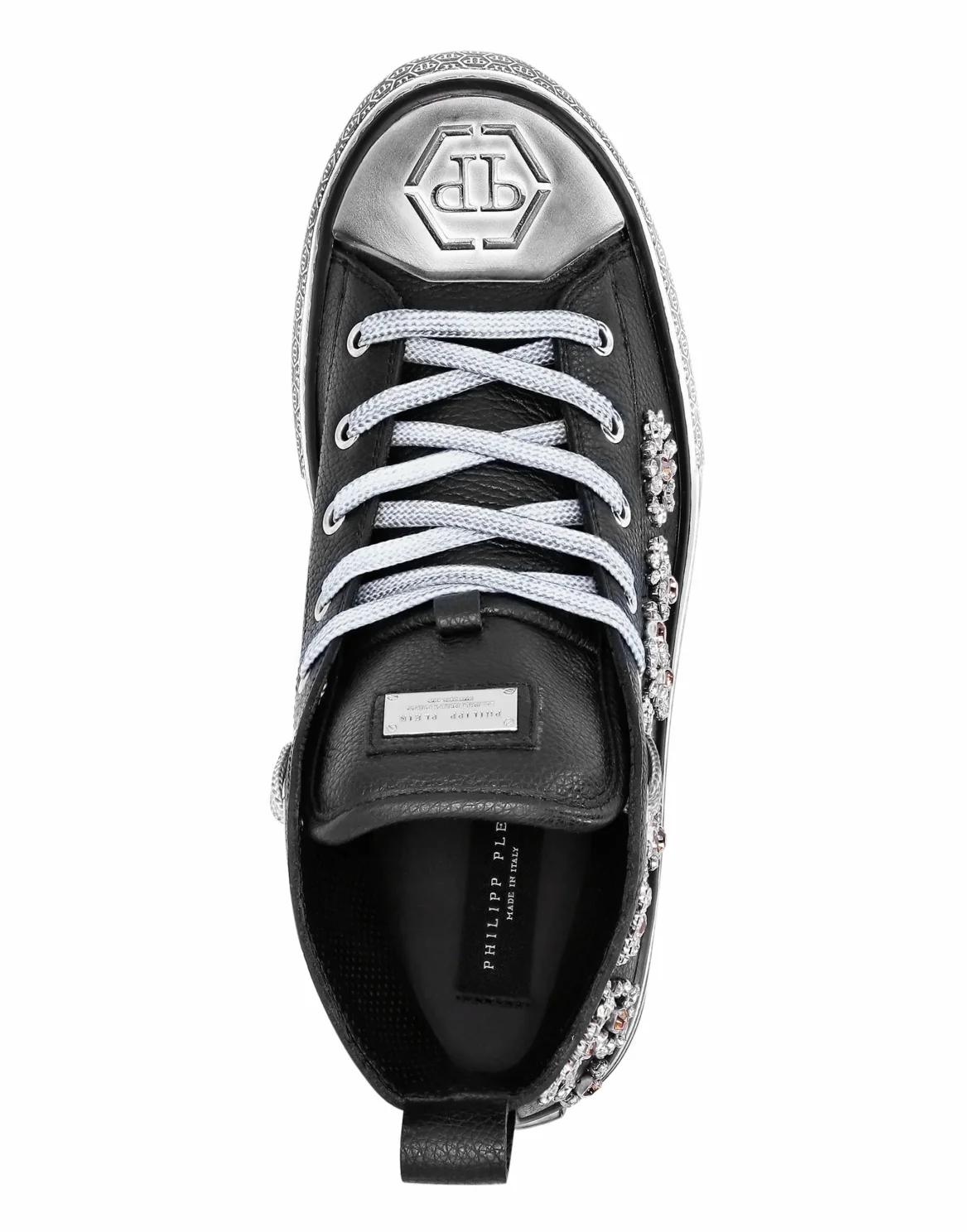 Leather Hi-Top Sneakers Crystal Megastar, цвет: Черный