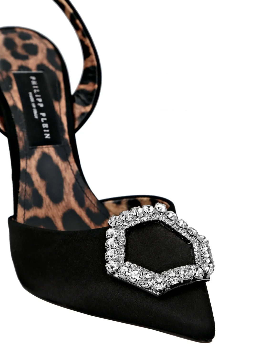 Satin Decollete slingback Hi-Heels Crystal Hexagon, цвет: Черный