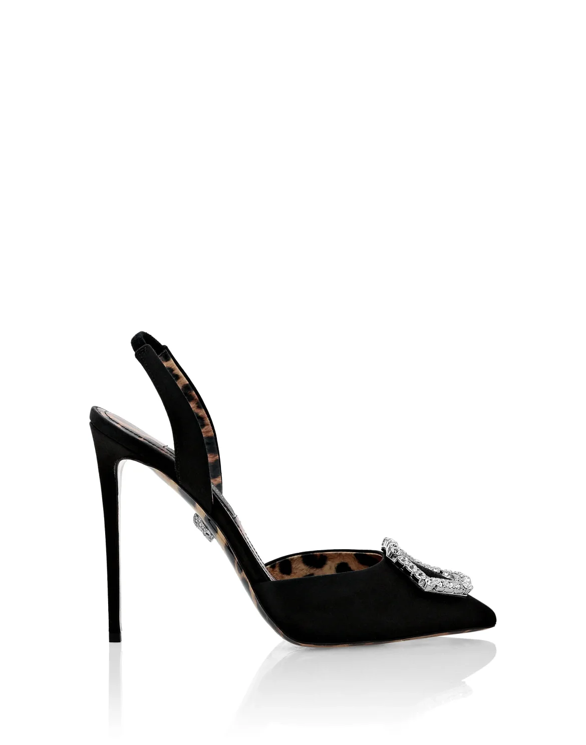 Satin Decollete slingback Hi-Heels Crystal Hexagon, цвет: Черный