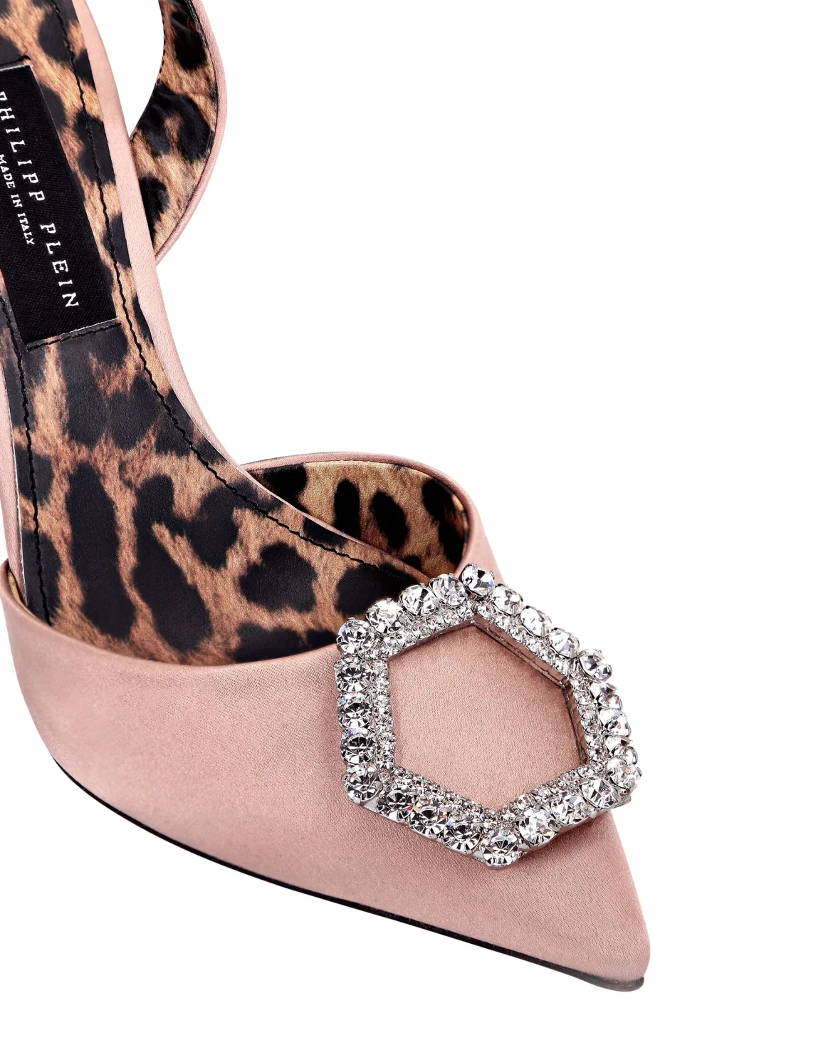 Satin Decollete slingback Hi-Heels Crystal Hexagon, цвет: Бежевый