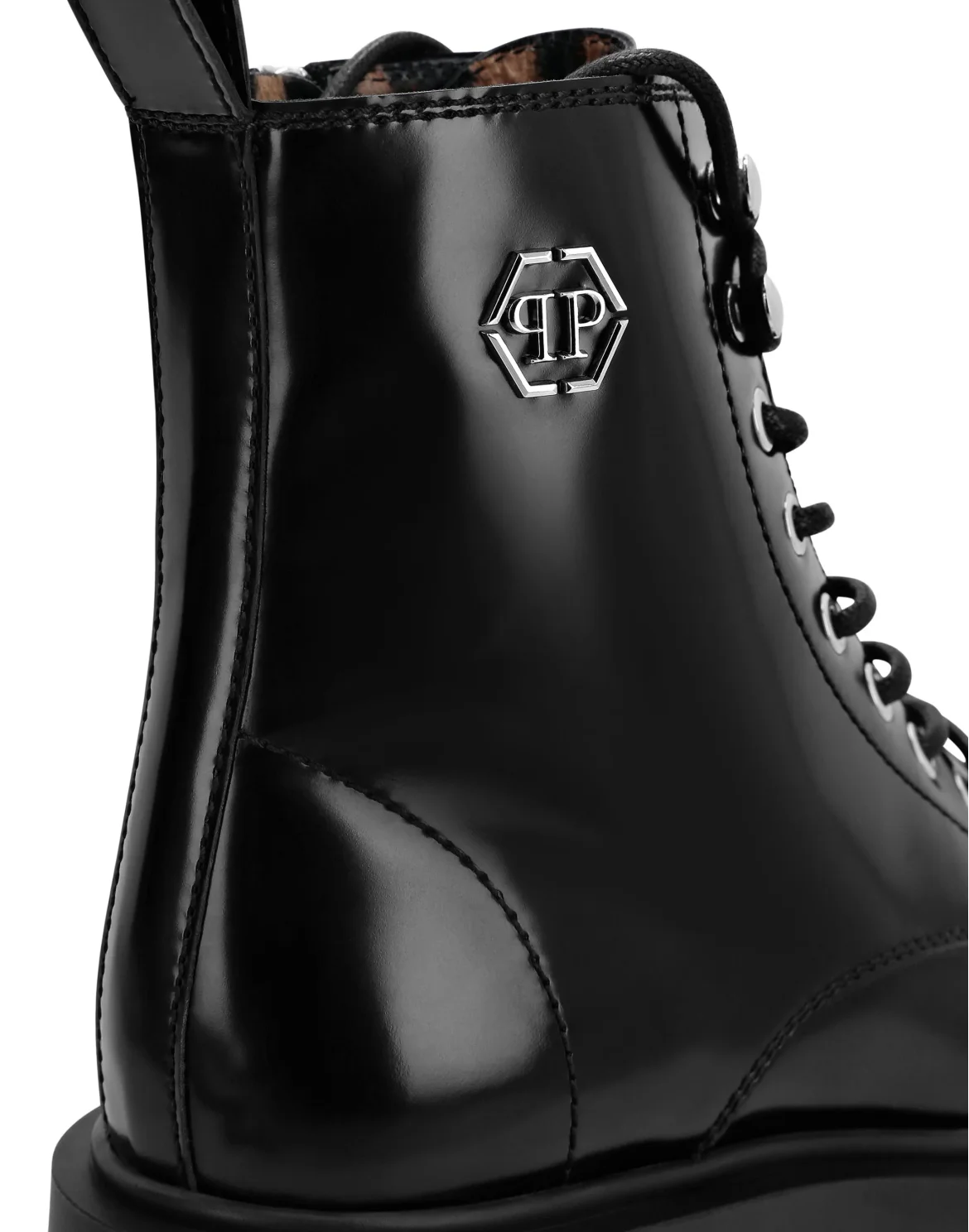 Leather Boots Mid Flat Iconic Plein, цвет: Черный