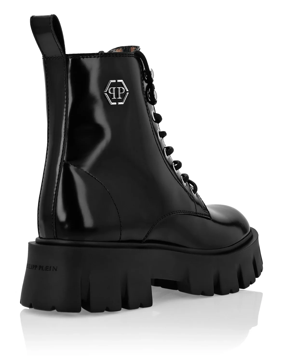 Leather Boots Mid Flat Iconic Plein, цвет: Черный