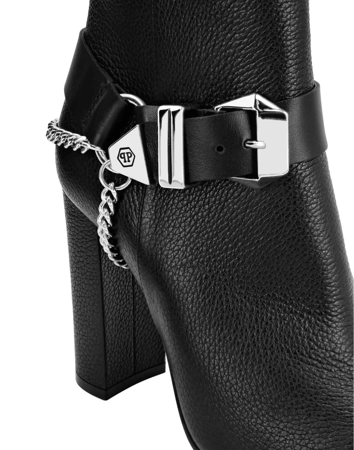 Leather Boots Lo-Heels High Iconic Plein, цвет: Черный