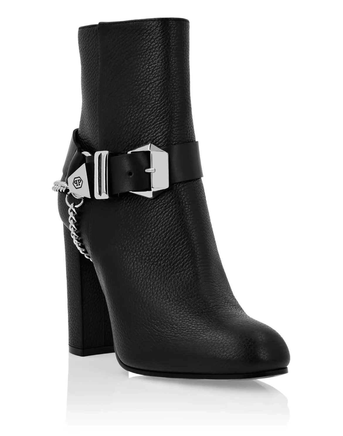 Leather Boots Lo-Heels High Iconic Plein, цвет: Черный