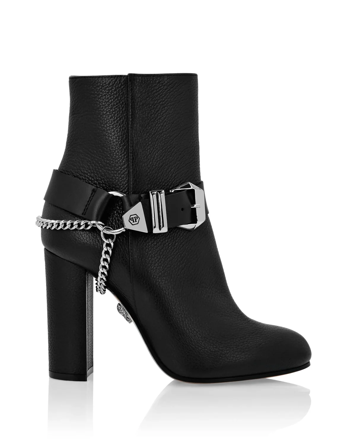 Leather Boots Lo-Heels High Iconic Plein, цвет: Черный