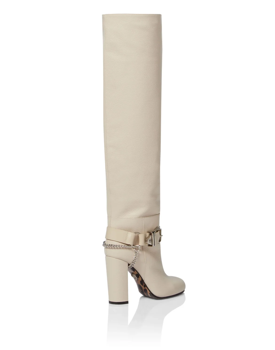Leather Boots High Heels High Embossed Hexagon, цвет: Бежевый