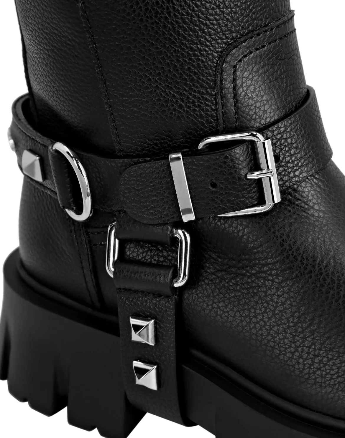 Leather Biker Boots Studs, цвет: Черный