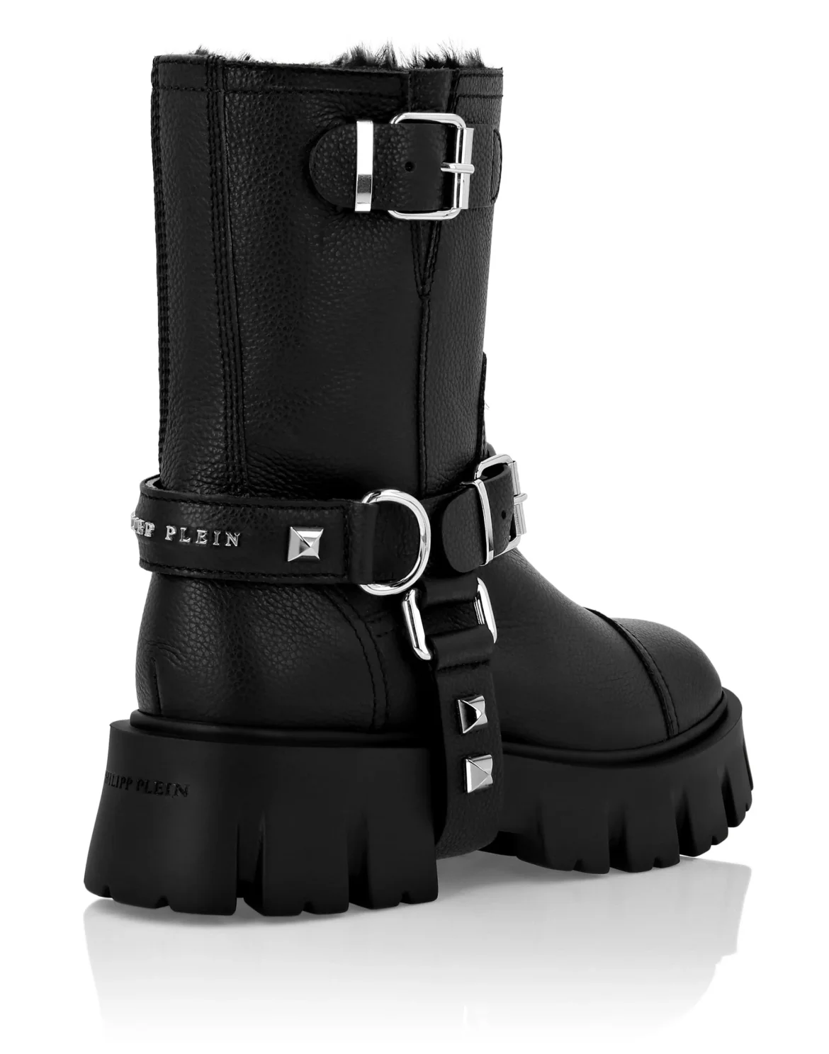 Leather Biker Boots Studs, цвет: Черный