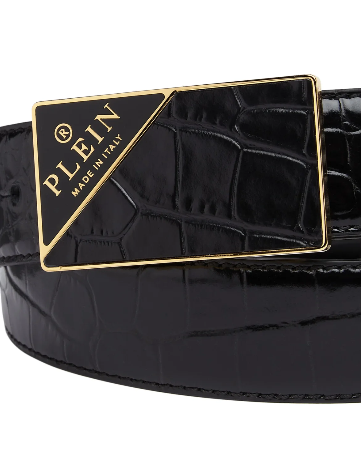 ST Crocco Leather Belt Hexagon, цвет: Черный