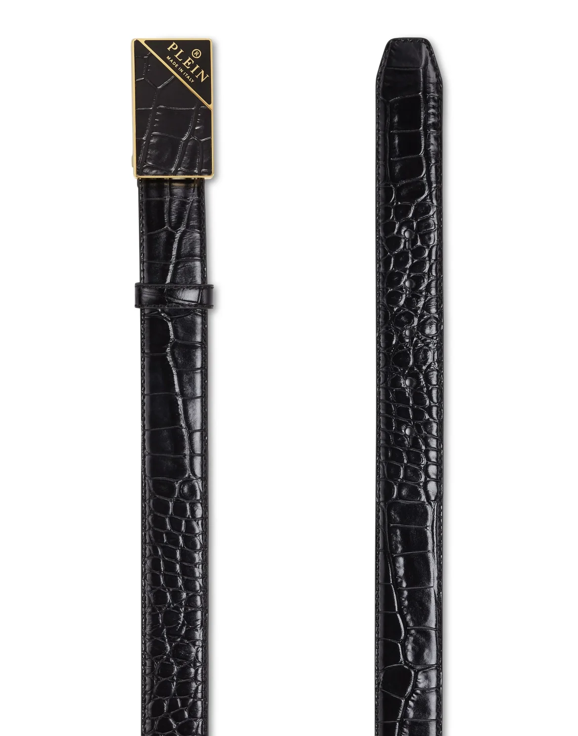 ST Crocco Leather Belt Hexagon, цвет: Черный