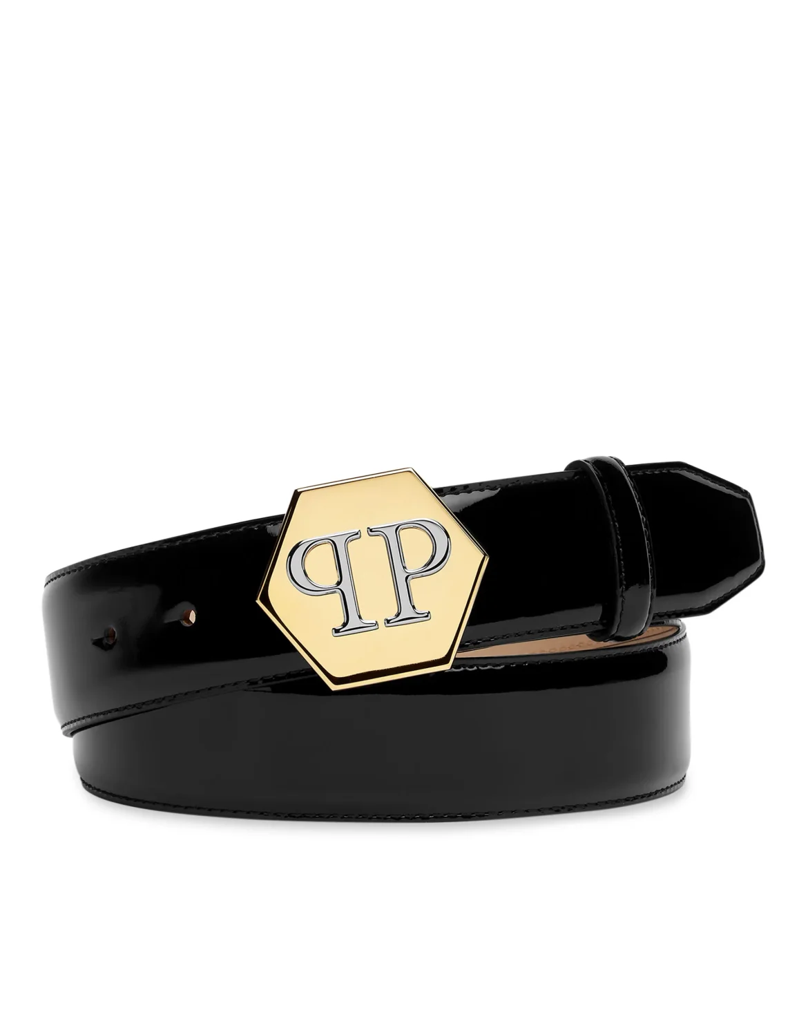 Leather Belt Hexagon, цвет: Черный