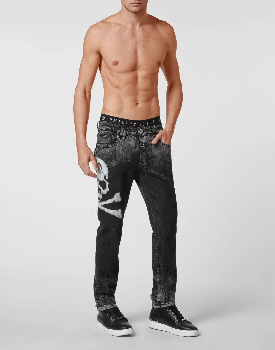 Denim Trousers Super Straight Cut Skull, цвет: Серый