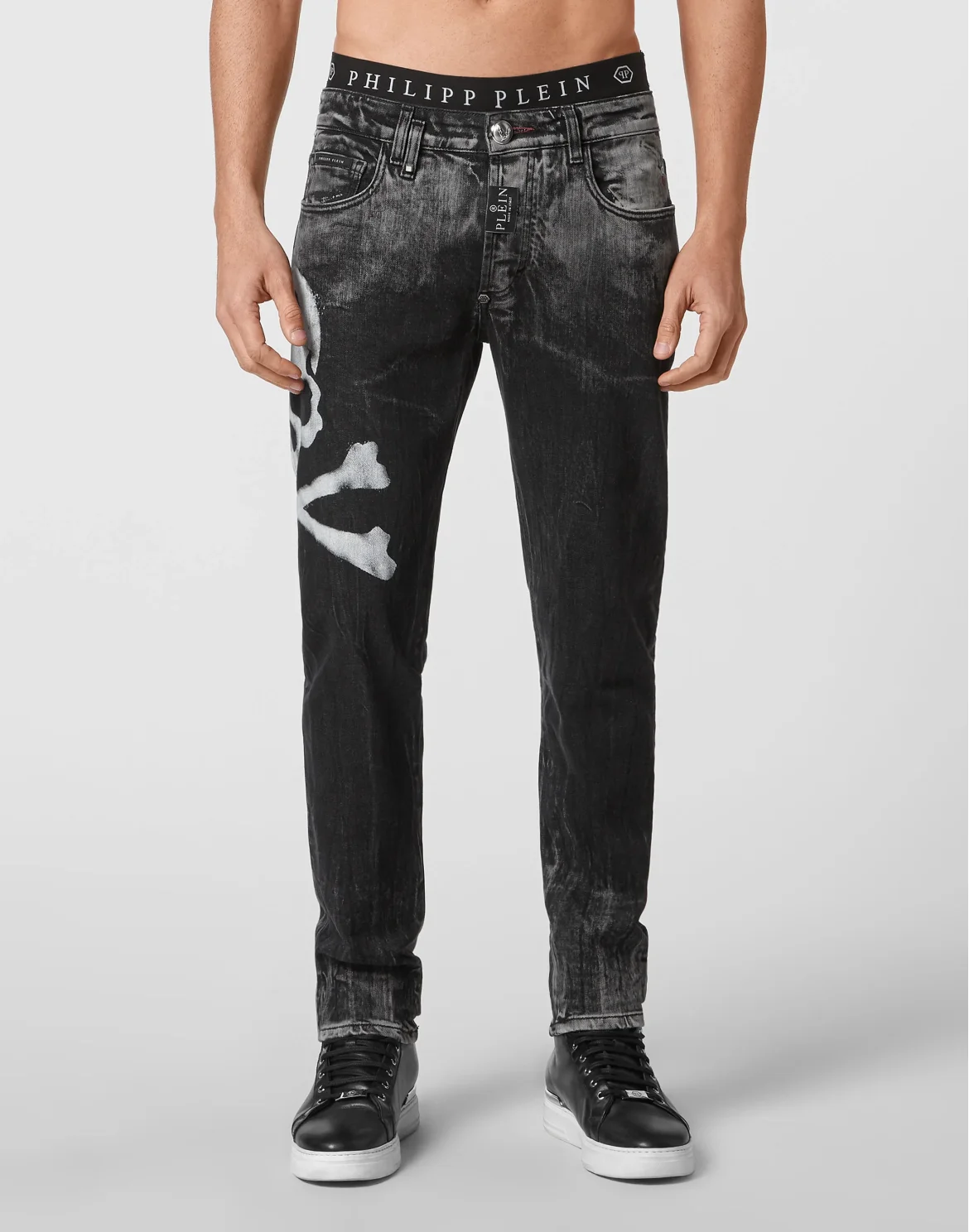 Denim Trousers Super Straight Cut Skull, цвет: Серый