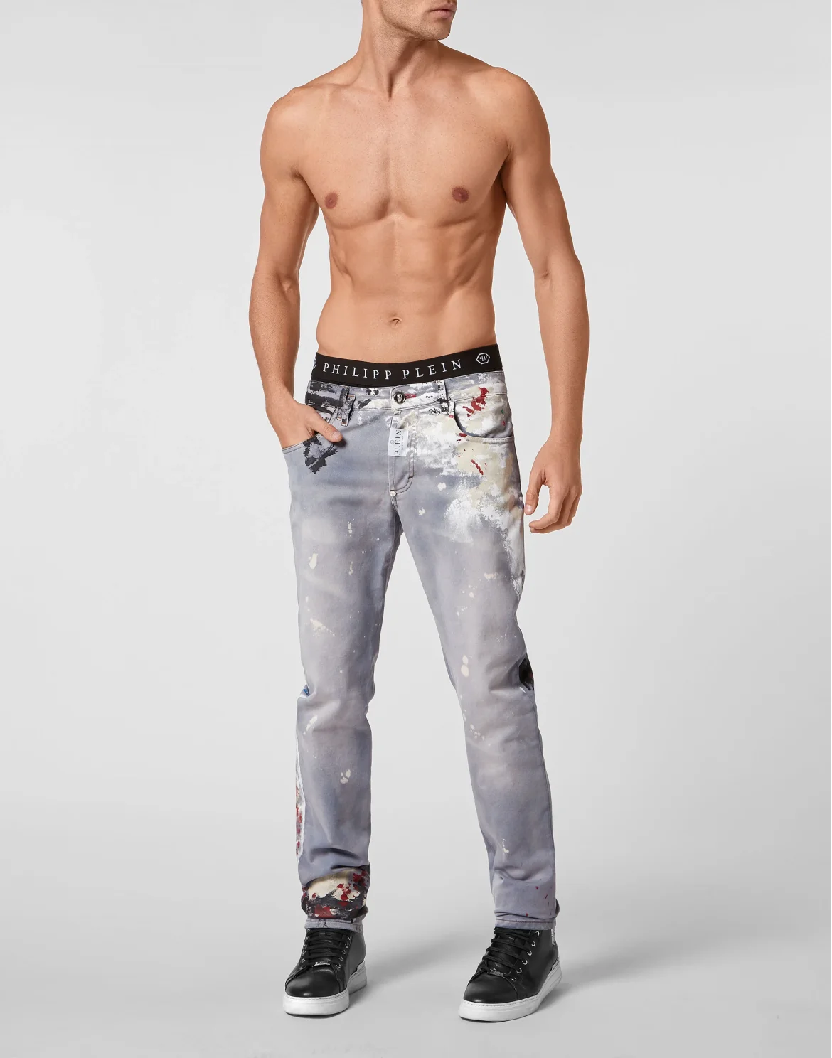 Denim Trousers Super Straight Cut Painted, цвет: Синий
