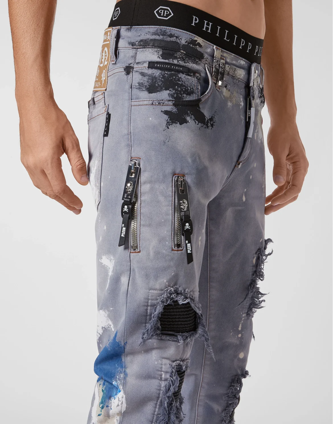 Denim Trousers Rock Star fit Painted, цвет: Синий