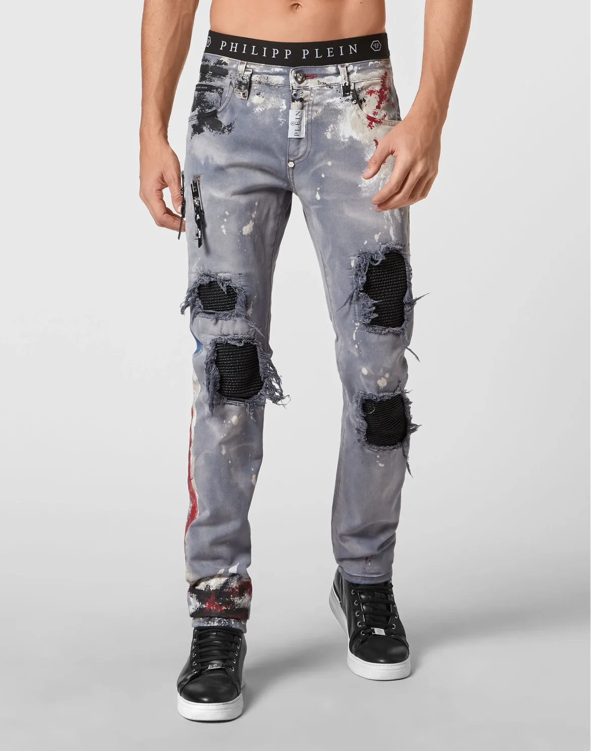Denim Trousers Rock Star fit Painted, цвет: Синий
