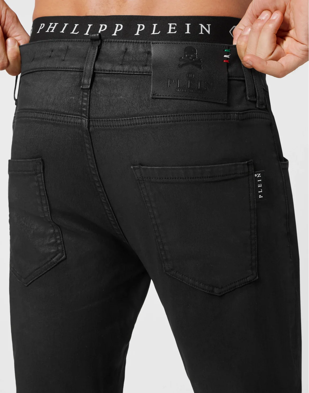 Denim Trousers Skinny Fit Skull, цвет: Черный