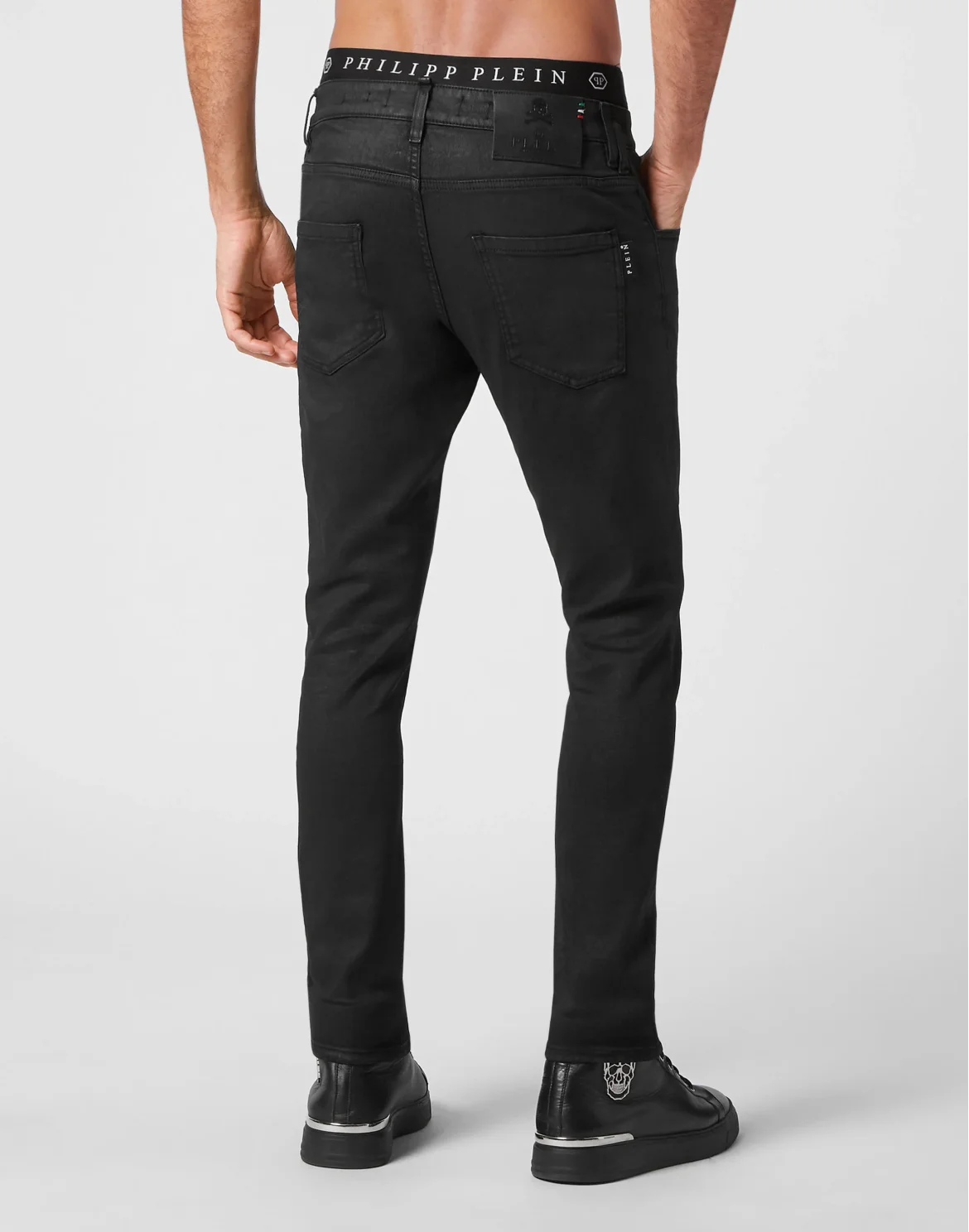 Denim Trousers Skinny Fit Skull, цвет: Черный