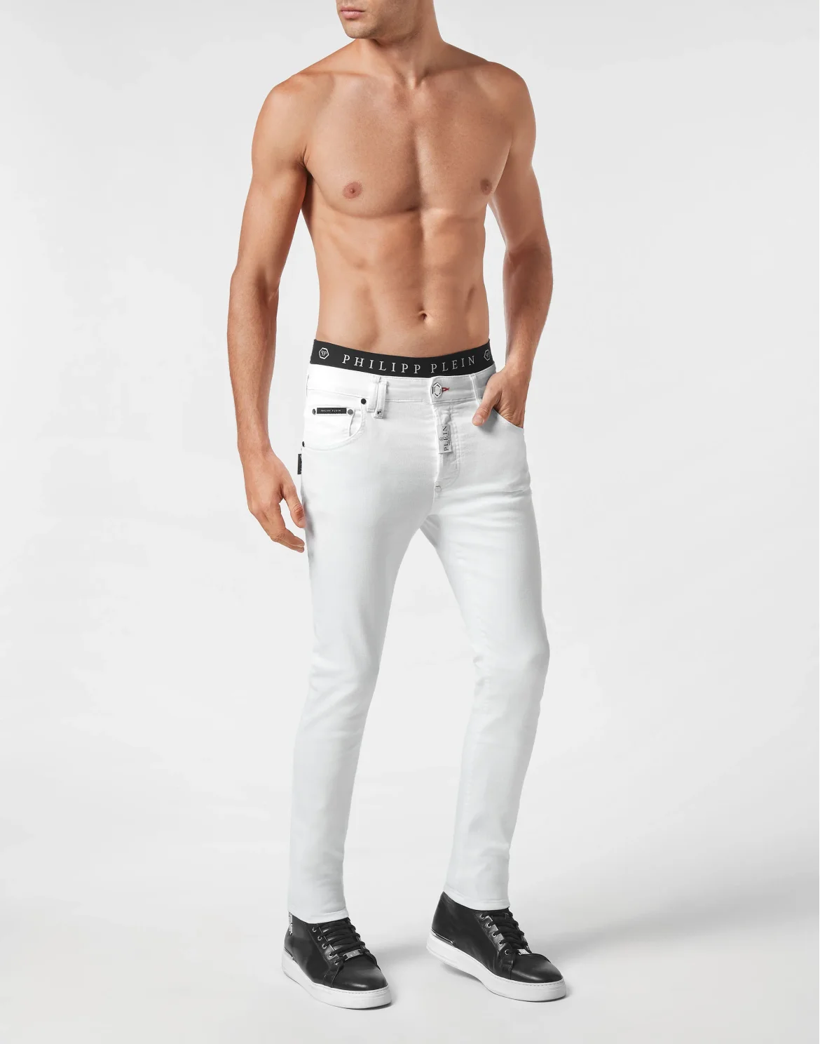 Denim Trousers Skinny Fit Hexagon, цвет: Белый