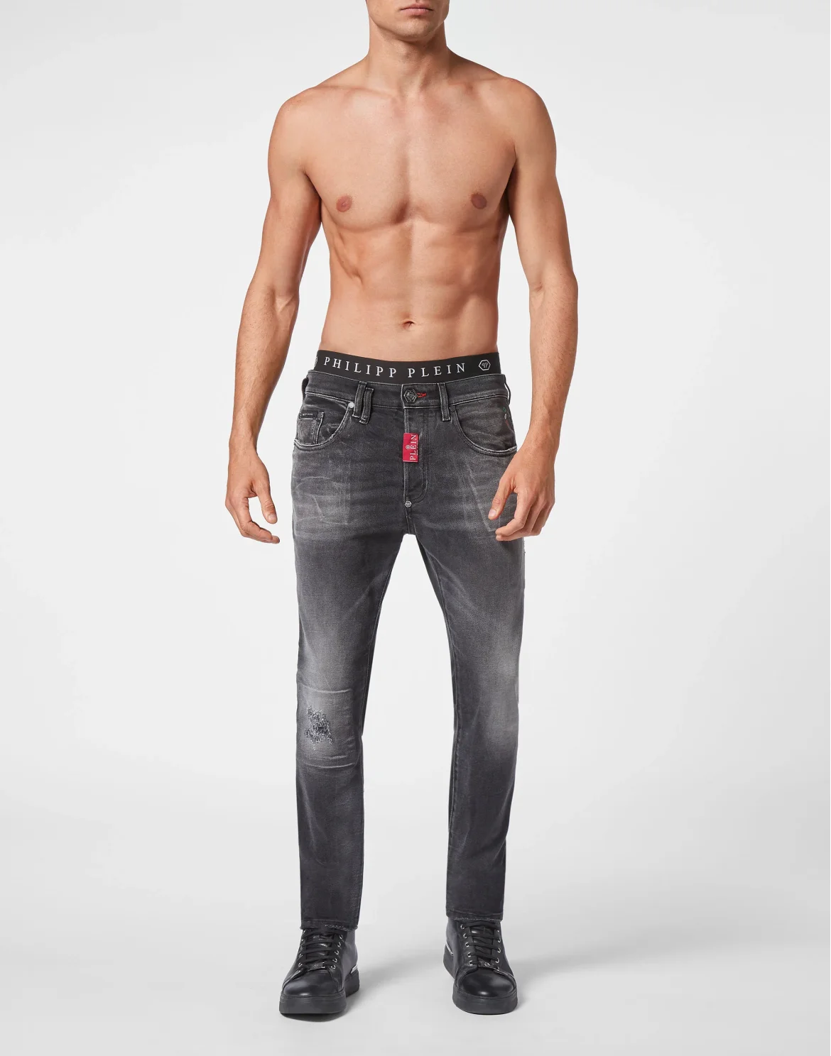 Denim Trousers Skinny Fit Hexagon, цвет: Серый