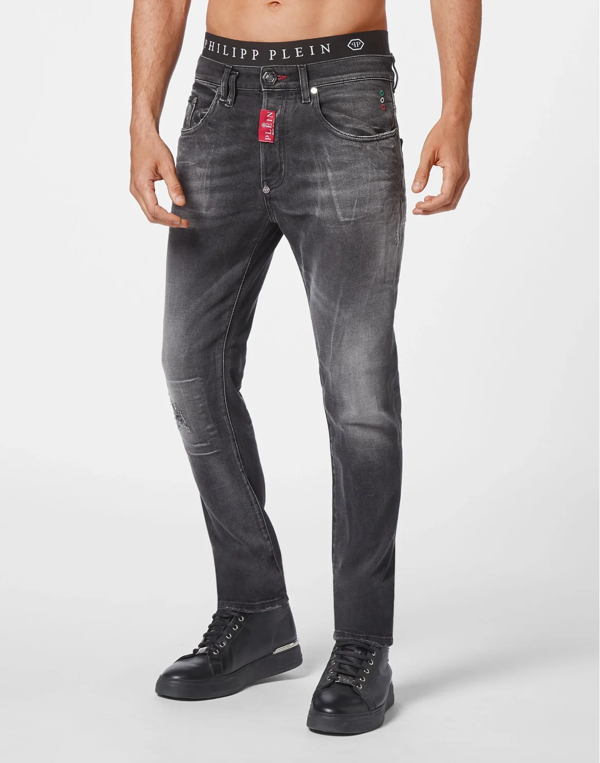 Denim Trousers Skinny Fit Hexagon, цвет: Серый