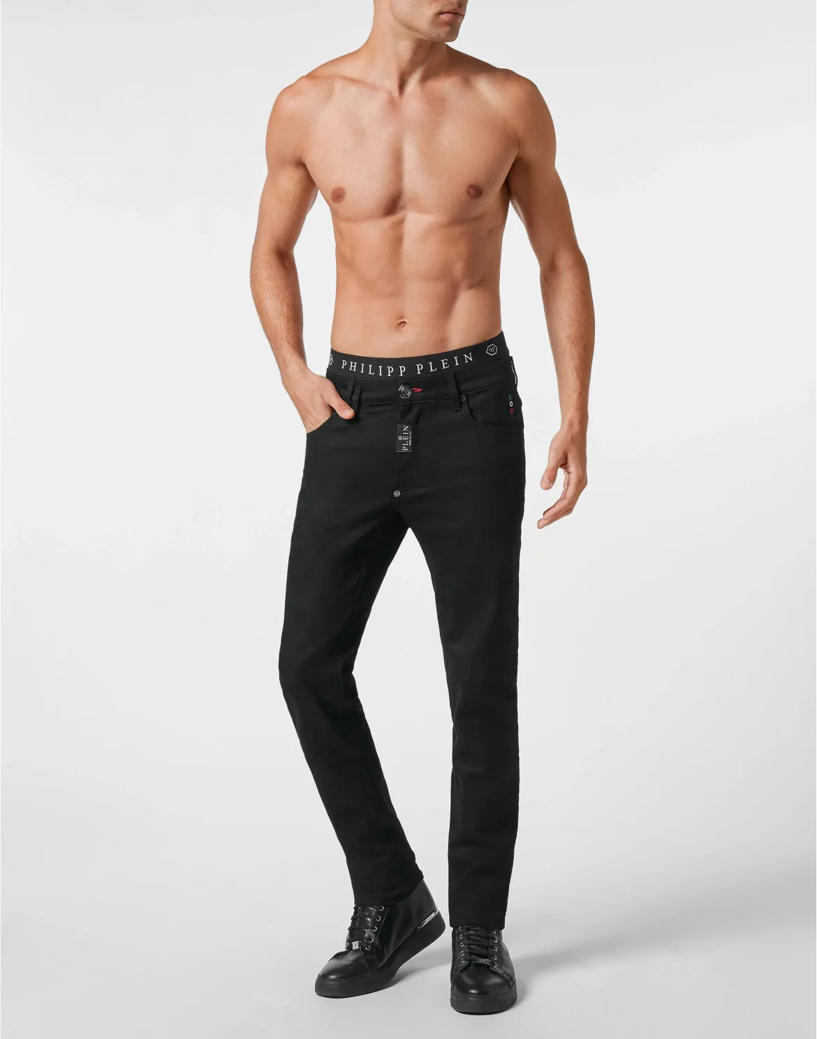 Denim Trousers Super Straight Cut Premium Hexagon, цвет: Черный