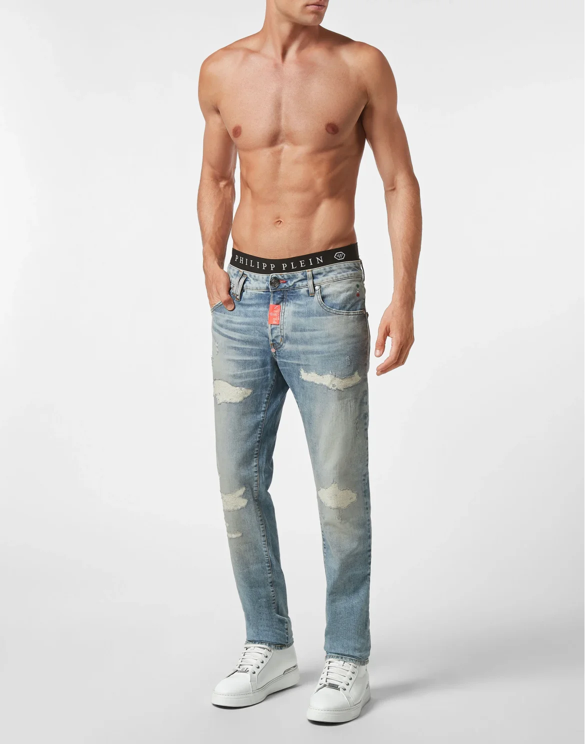 Denim Trousers Super Straight Cut Premium Hexagon, цвет: Синий