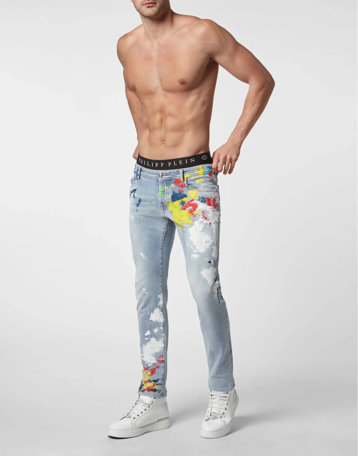 Denim Trousers Super Straight Cut Painted, цвет: Синий