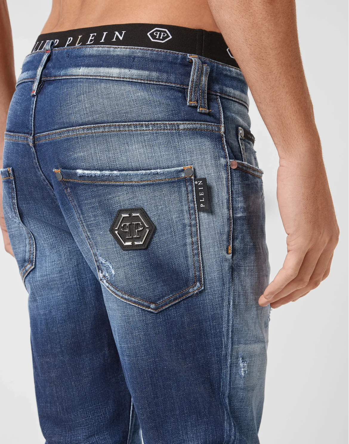 Denim Trousers Skinny Fit Hexagon, цвет: Синий