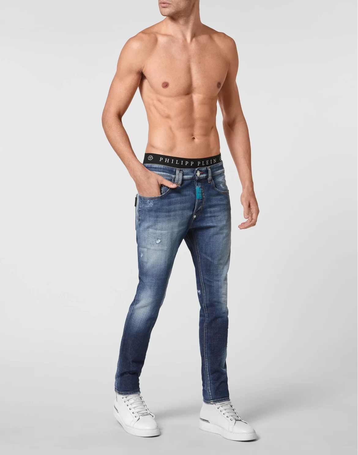 Denim Trousers Skinny Fit Hexagon, цвет: Синий