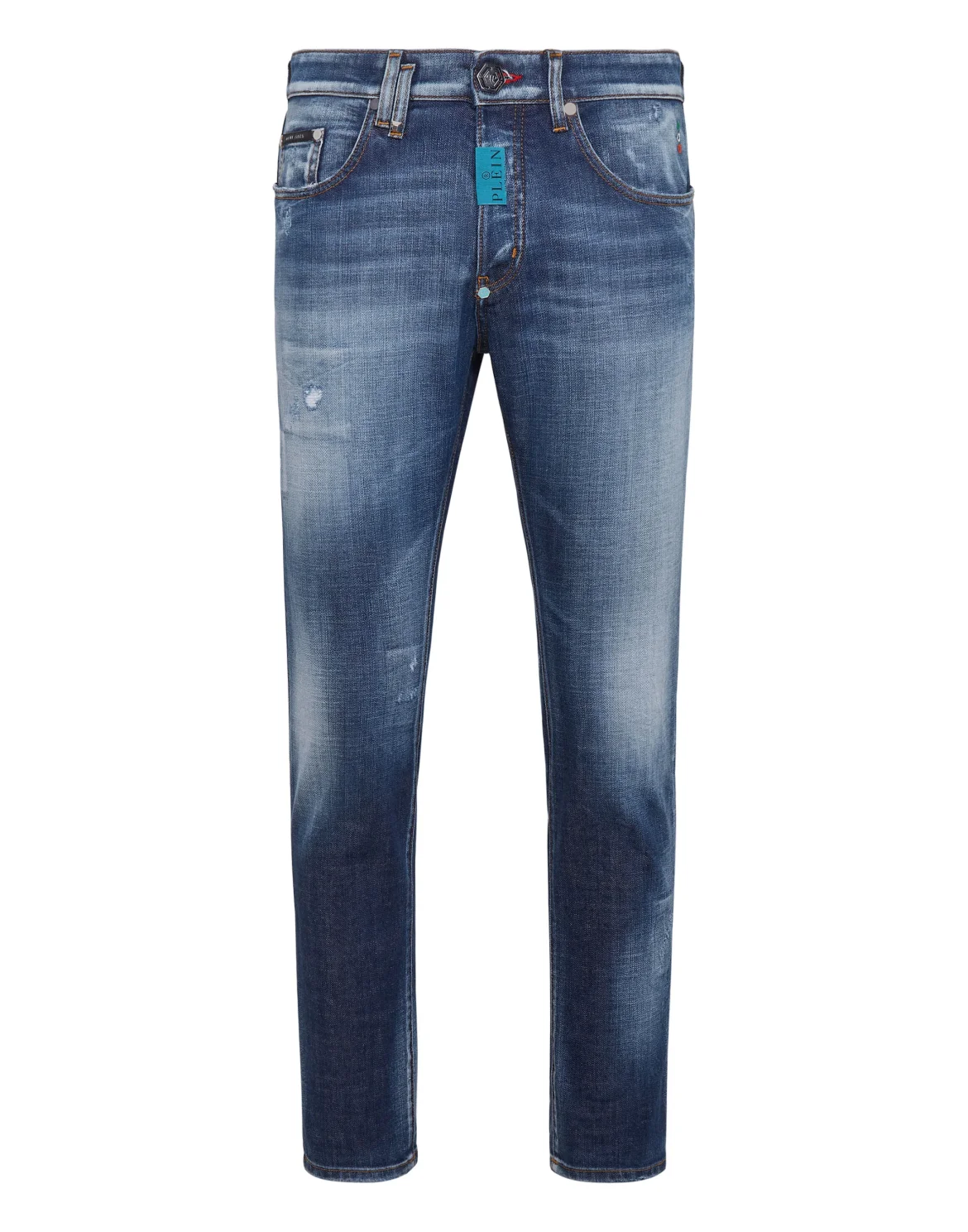Denim Trousers Skinny Fit Hexagon, цвет: Синий