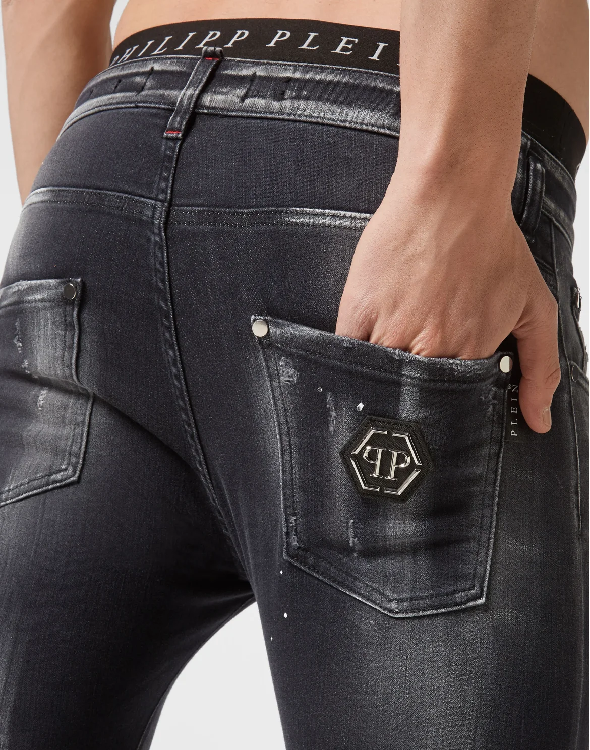 Denim Trousers Skinny Fit Hexagon, цвет: Черный