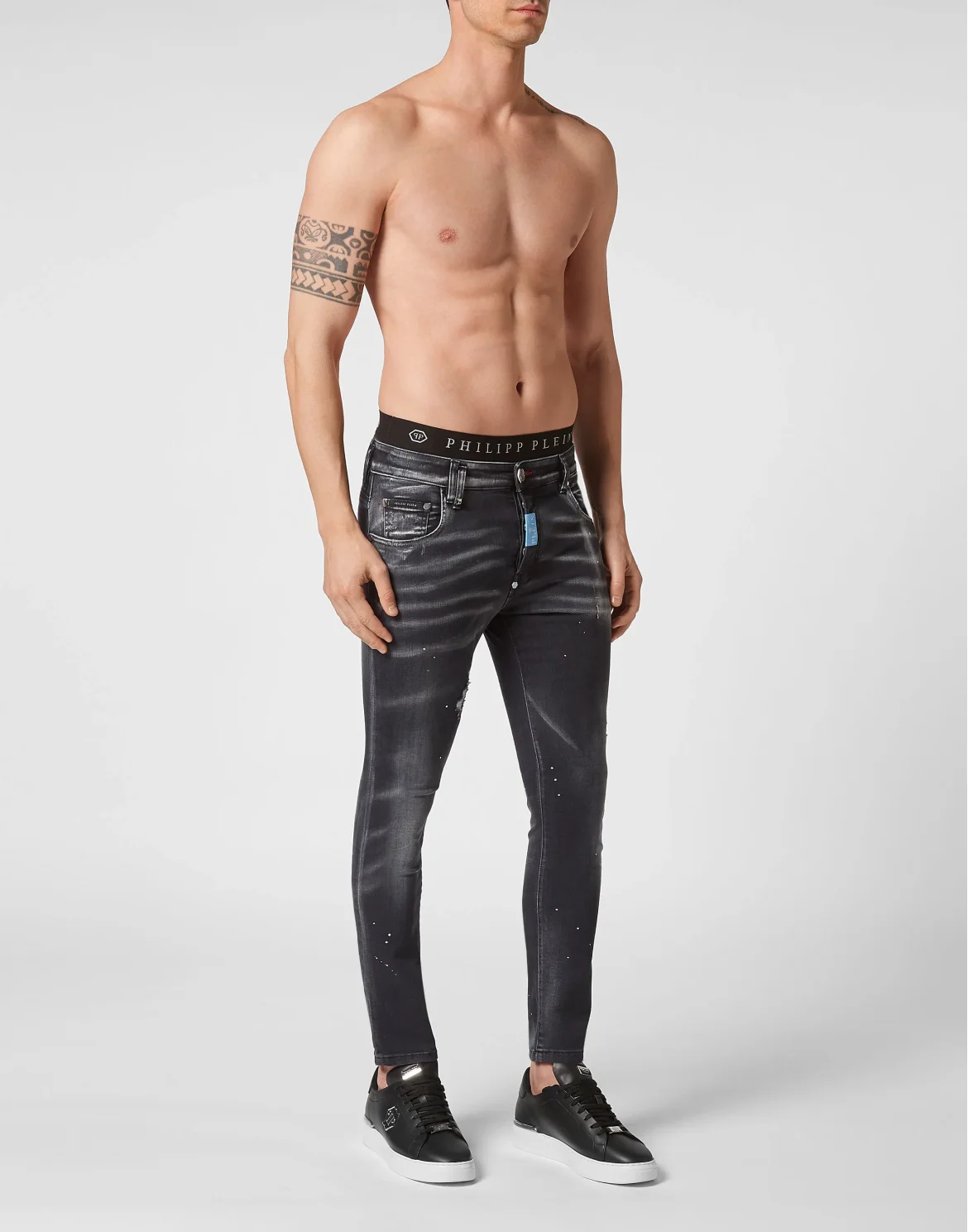 Denim Trousers Skinny Fit Hexagon, цвет: Черный