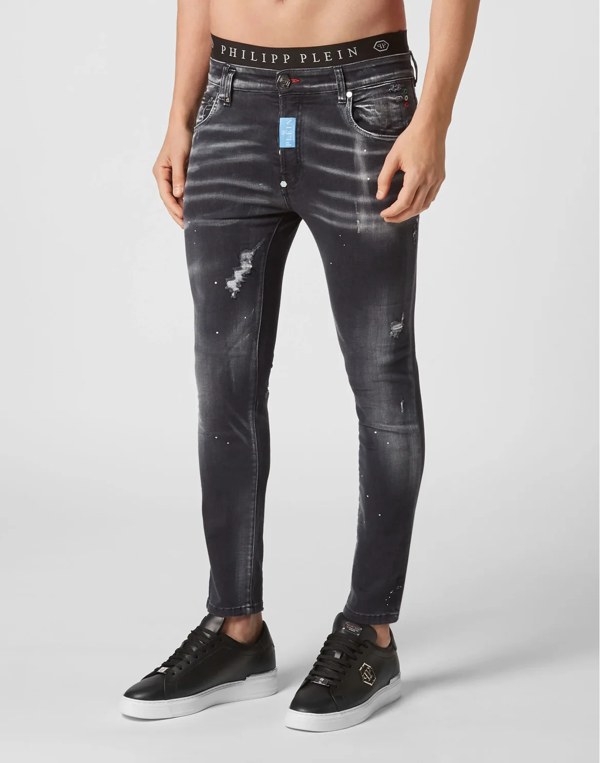 Denim Trousers Skinny Fit Hexagon, цвет: Черный