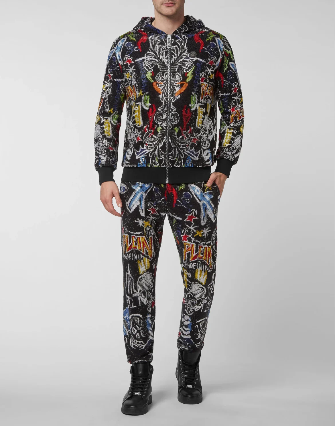Jogging tracksuit:Hoodie/Trousers Crystals, цвет: Черный