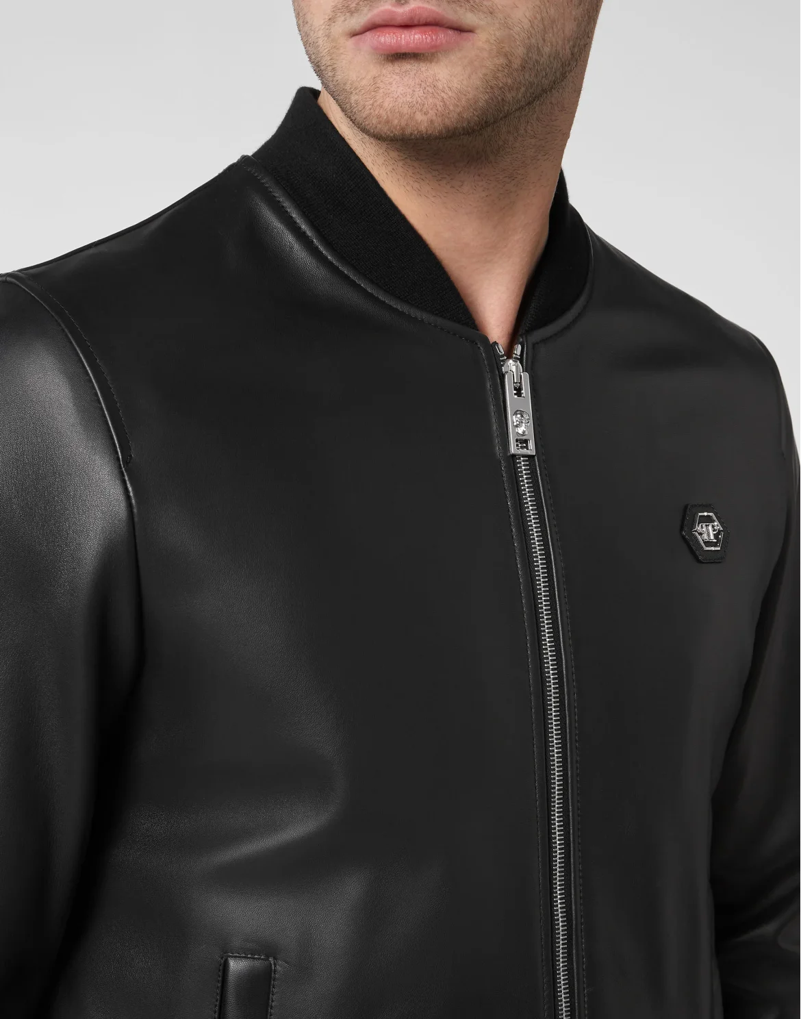 Leather Bomber Skull, цвет: Черный