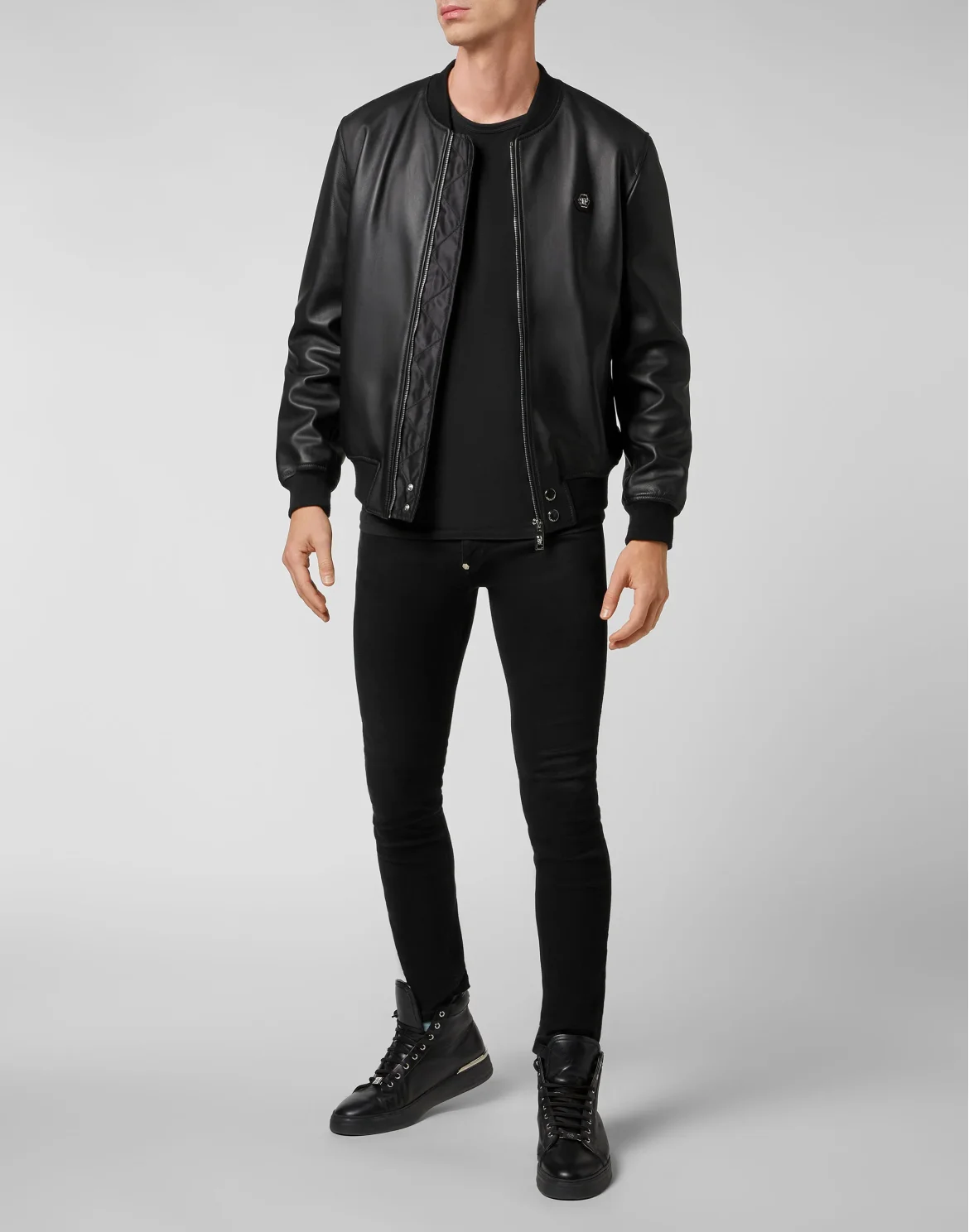 Leather Bomber Skull, цвет: Черный