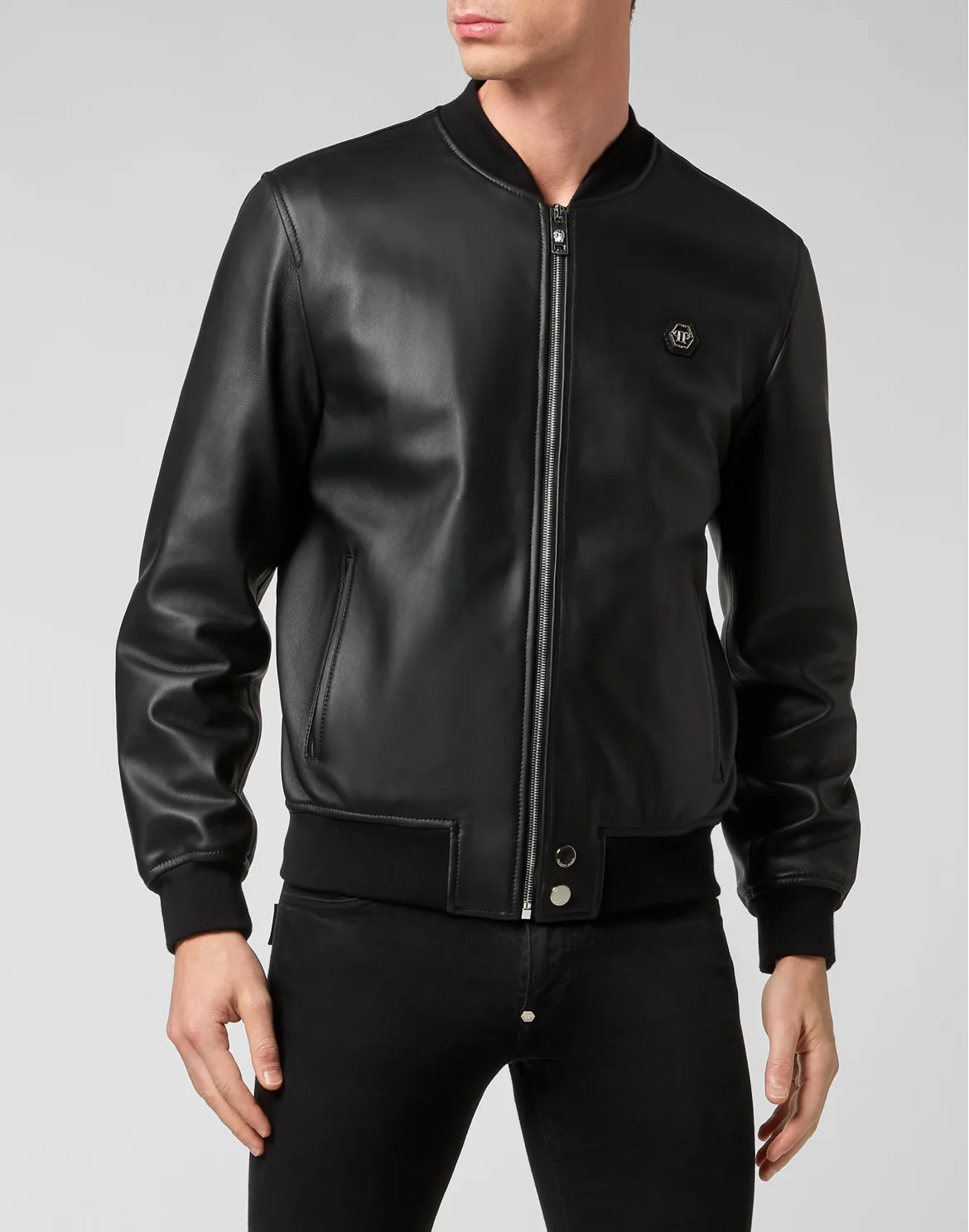 Leather Bomber Skull, цвет: Черный