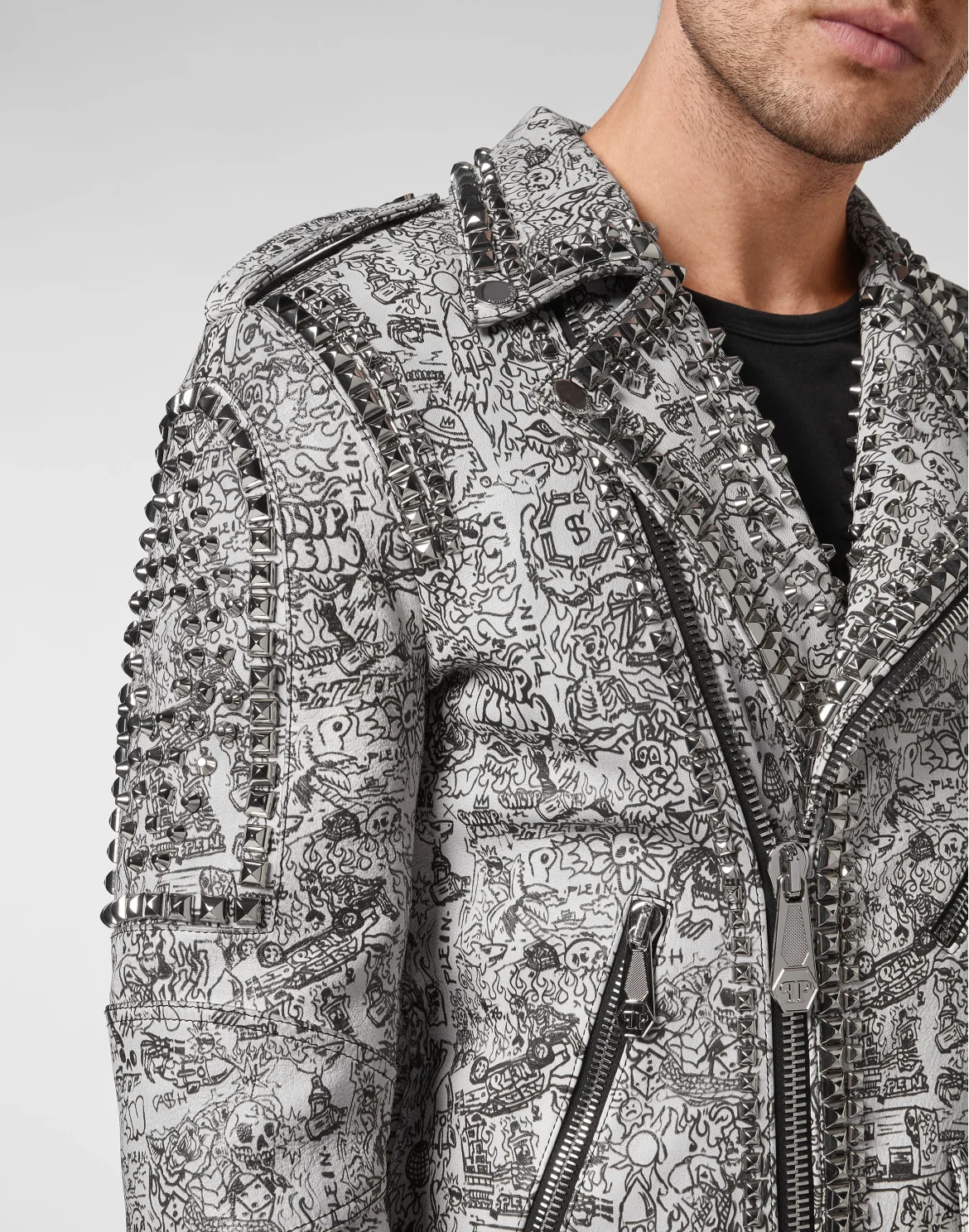 Leather Biker Jacket, цвет: Белый