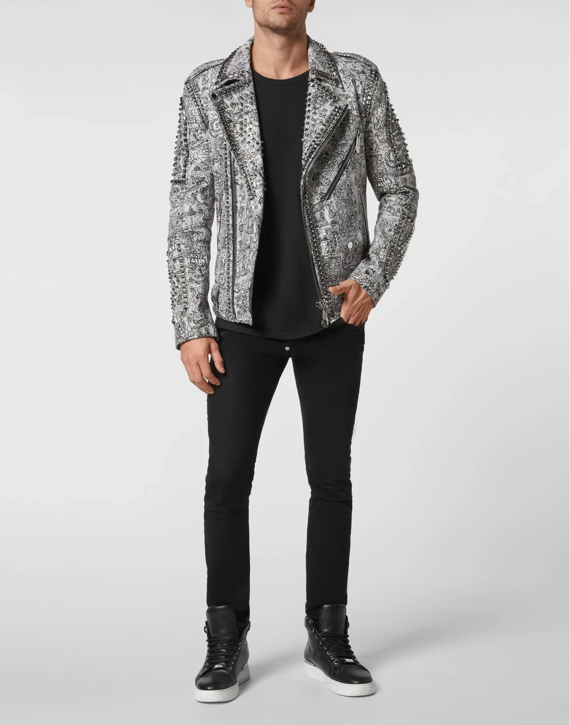 Leather Biker Jacket, цвет: Белый