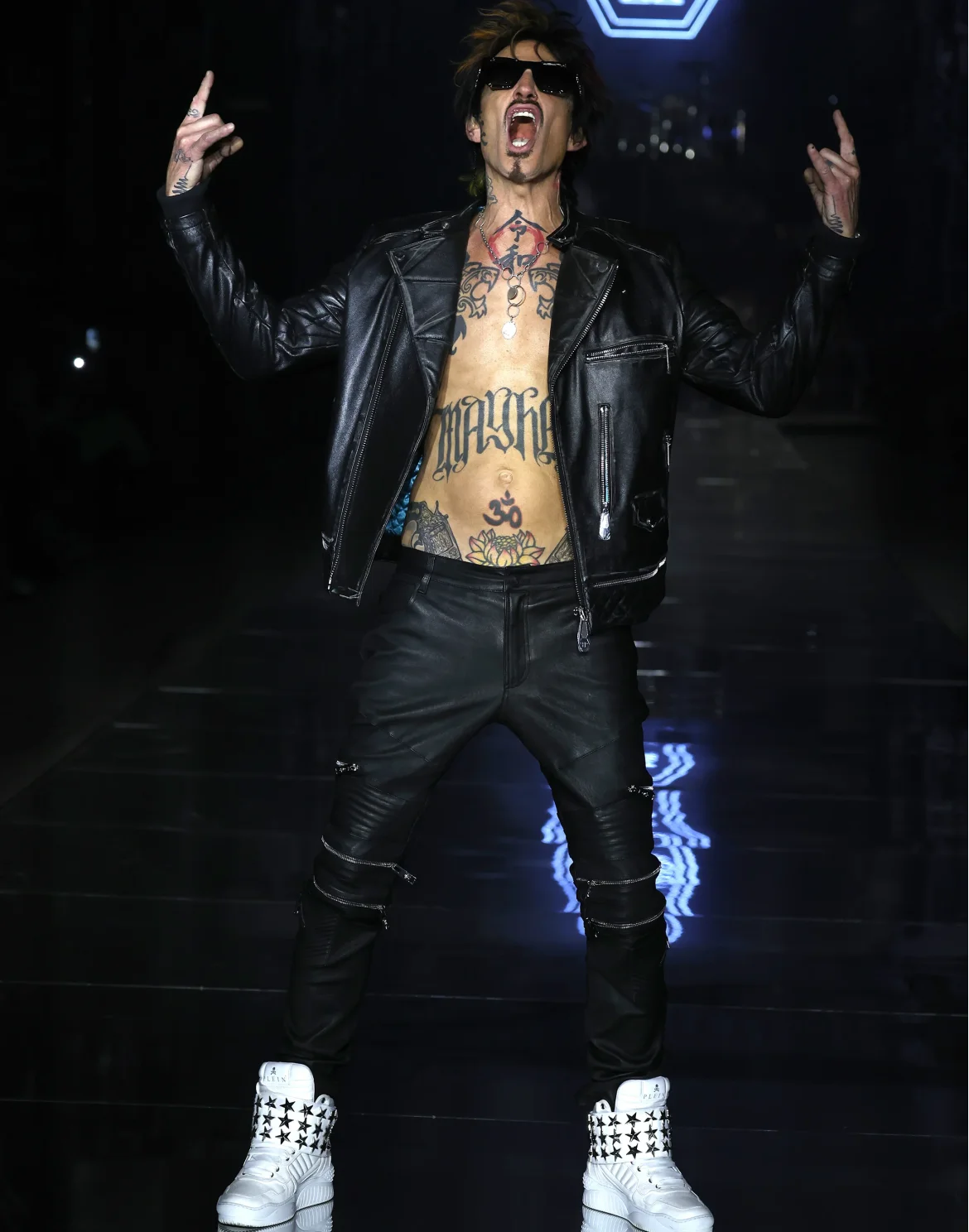 Leather Biker Jacket, цвет: Черный