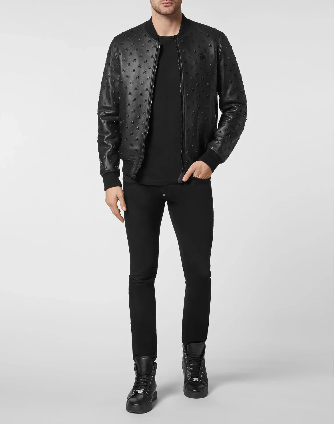 Leather Bomber, цвет: Черный