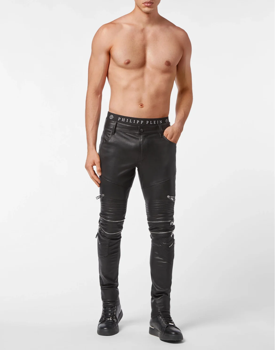 Leather Biker Trousers, цвет: Черный
