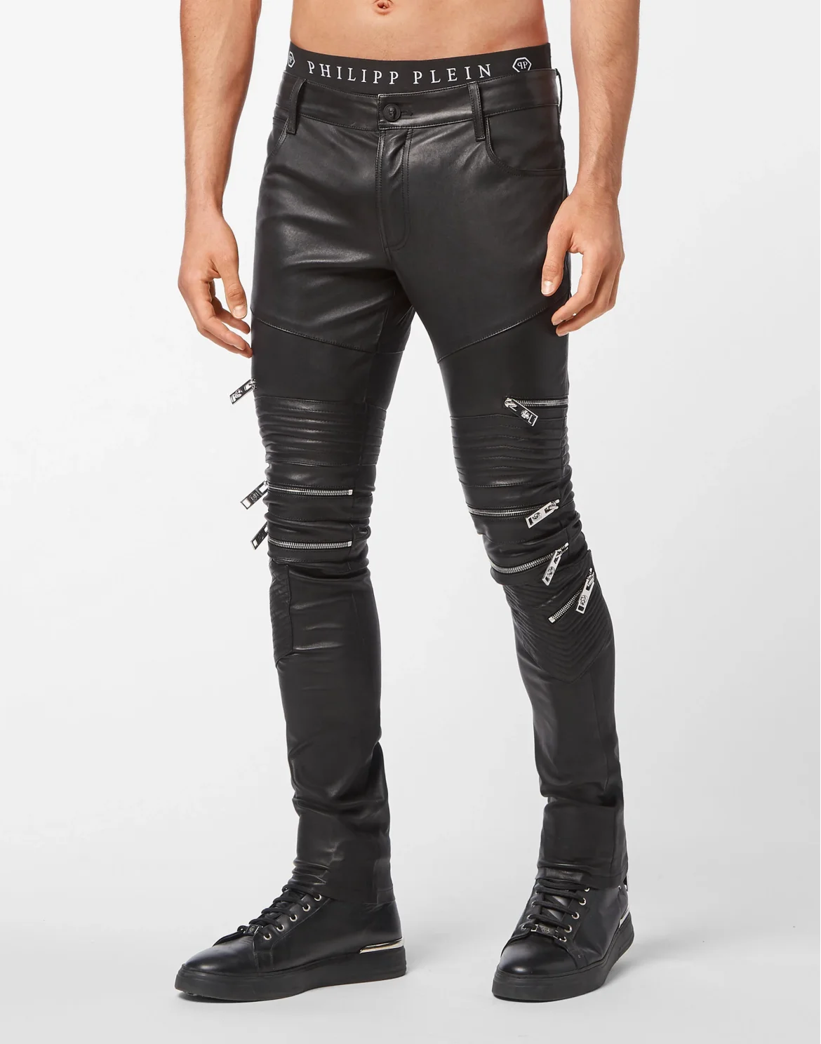 Leather Biker Trousers, цвет: Черный