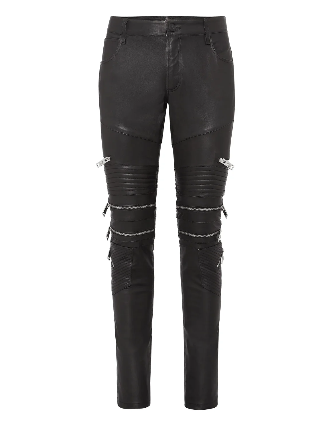 Leather Biker Trousers, цвет: Черный
